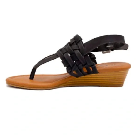 Women’s Open Toe Sandals Sugar Simone Demi-Wedge Sandals Black Size 9 NEW - Picture 2 of 5